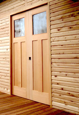 引き分け戸タイプの木製室内ドア オリジナルドア レトロガラス 神奈川県小田原市O様邸