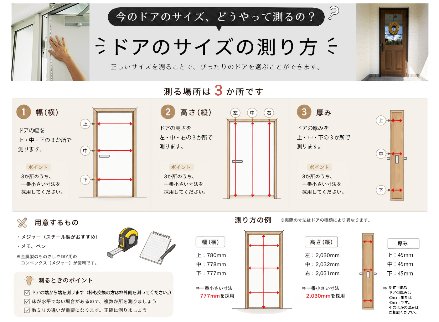 ドアサイズの測り方