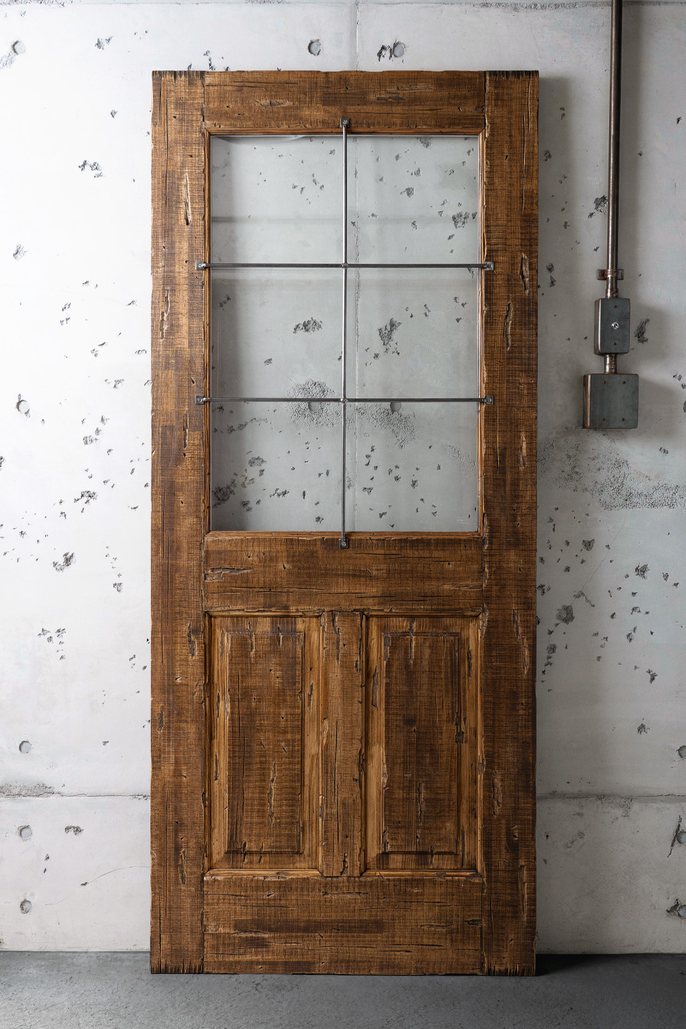 サイズオーダー木製玄関ドア アイアン格子　ID-1066