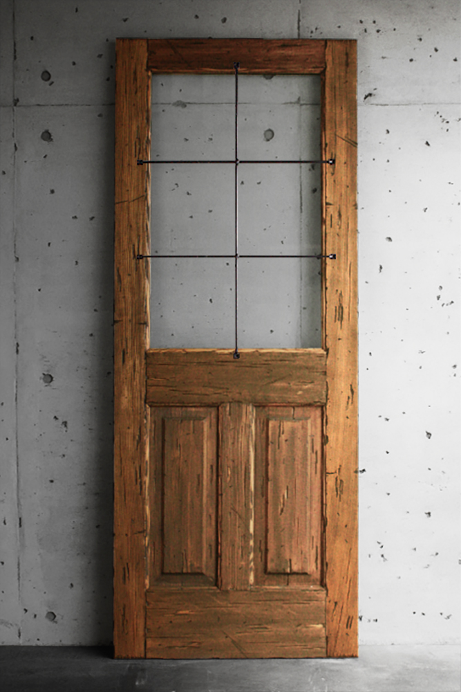 サイズオーダー木製玄関ドア アイアン格子 ID-922