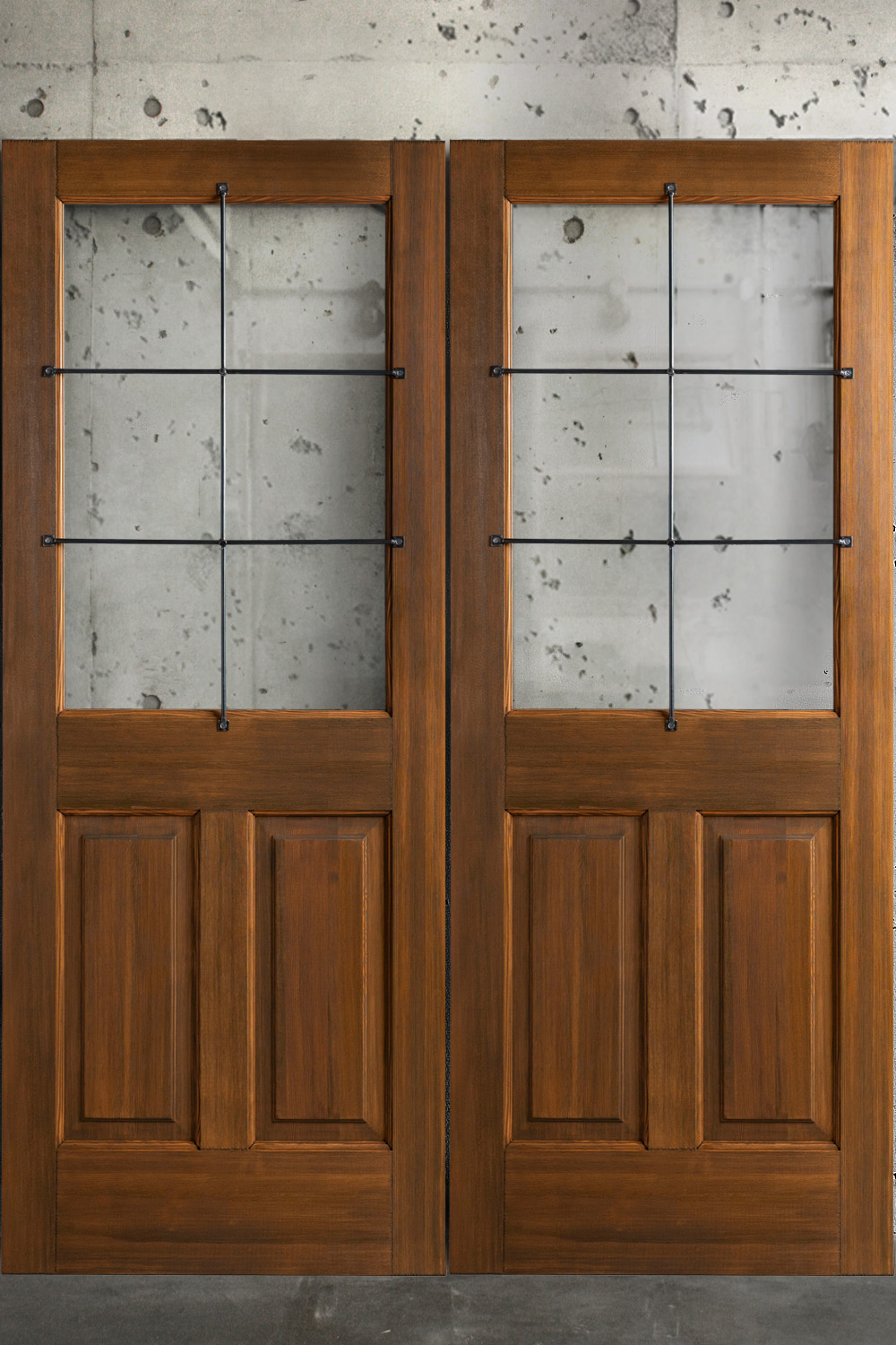 木製玄関ドア 観音 アイアン格子 ID-937