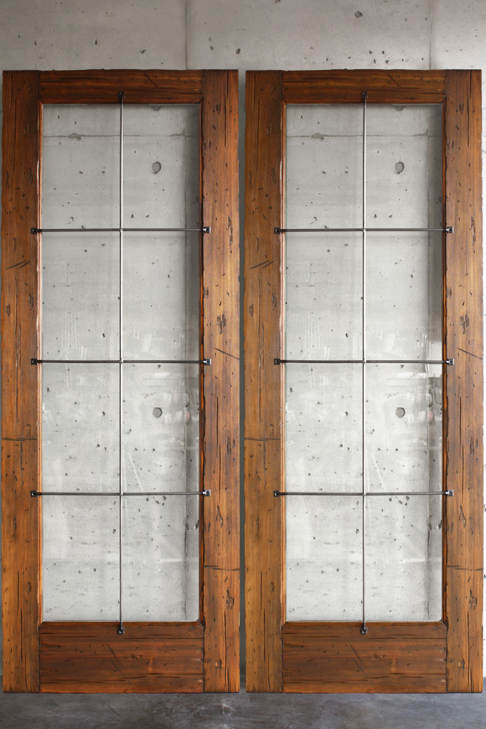 木製玄関ドア 観音 アイアン格子 ID-952