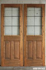 サイズオーダー木製玄関ドア ID-1013 観音開き戸 ヴィンテージフィニッシュ アイアン格子